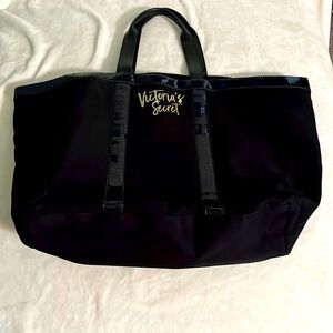 Victoria’s Secret black tote with gold lettering and black sequins